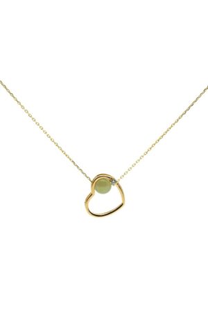 Maison Heart — Green Jade & Zircon Pendant Necklace